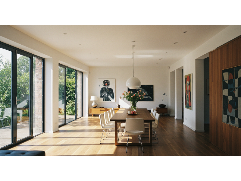 Modern kitchen table in a designed home