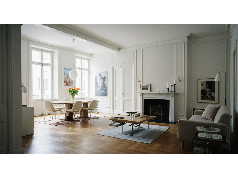 living room and dining