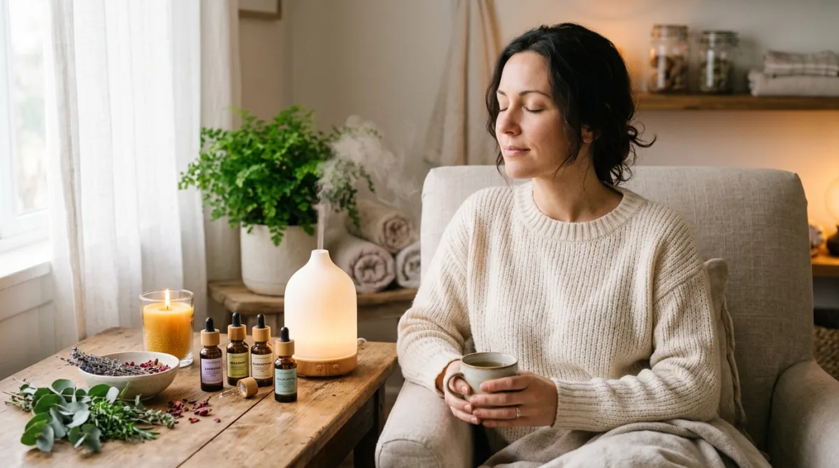 A primary-bedroom nightstand vignette