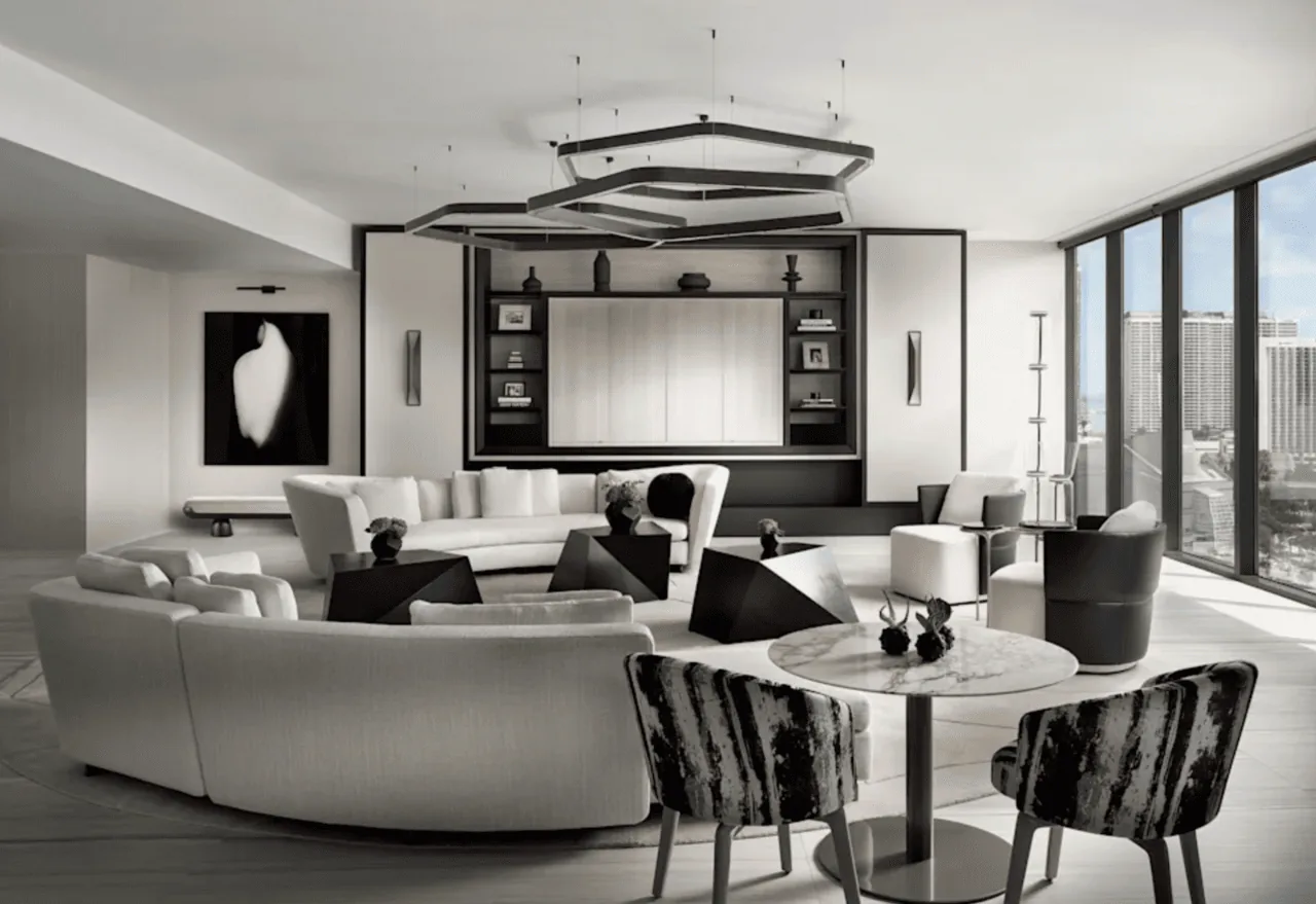 Black And White Contemporary Living Room