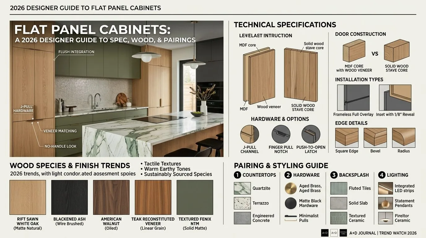 Flat Panel Cabinets: A 2026 Designer Guide to Spec, Wood, and Pairings